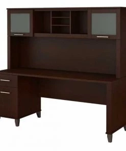 Bush Furniture Somerset 72W Office Desk W/ Drawers and Hutch in Mocha Cherry