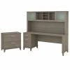 Bush Furniture Somerset 72W Office Desk W/ Hutch and Lateral File Cabinet in Ash Gray