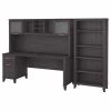 Bush Furniture Somerset 72W Office Desk W/ Hutch and 5 Shelf Bookcase in Storm Gray
