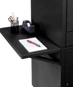 Global Equipment Side Shelf Kit For Computer Cabinet, Black, Set of 2