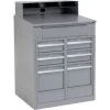 Global Equipment Cabinet Shop Desk w/ Riser 7 Drawers, 34-1/2"W x 30"D, Gray