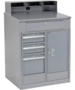 Global Equipment Cabinet Shop Desk w/ Riser 4 Drawers, 34-1/2"W x 30"D, Gray