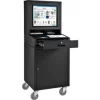 Global Equipment Mobile LCD Computer Cabinet Workstation, Black, Assembled