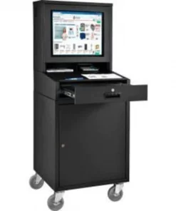 Global Equipment Mobile LCD Computer Cabinet Workstation, Black, Assembled