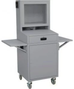 Global Equipment Mobile Security LCD Computer Cabinet Enclosure Complete Bundle, Dark Gray