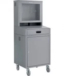 Global Equipment Mobile Security LCD Computer Cabinet Enclosure, Dark Gray, Assembled