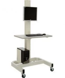Global Equipment Orbit Mobile Computer Cart with VESA Mount, Beige