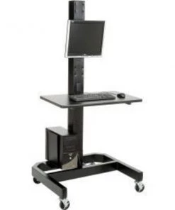 Global Equipment Orbit Mobile Computer Cart with VESA Mount, Black