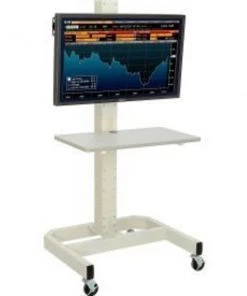 Global Equipment LCD/Plasma Mobile Workstation with Power Outlet, Beige