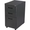 Global Equipment Interion 3 Drawer Pedestal Box File Cabinet, 16"W x 20"D x 29"H, Black