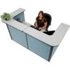 Global Equipment Interion U-Shaped Reception Station, 88" W x 44"D x 44"H, Gray counter, Blue Panel