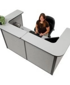 Global Equipment Interion U-Shaped Reception Station, 88"W x 44"D x 44"H, Gray Counter Panel