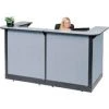 Global Equipment Interion U-Shaped Reception Station With Raceway, 88"W x 44"D x 46"H, Gray Counter, Blue Panel