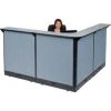 Global Equipment Interion L-Shaped Electric Reception Station, 80"W x 80"D x 46"H, Gray Counter, Blue Panel