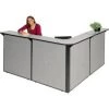 Global Equipment Interion L-Shaped Reception Station, 80"W x 80"D x 44"H, Gray Counter, Gray Panel