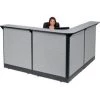 Global Equipment Interion L-Shaped Reception Station With Raceway, 80"W x 80"D x 46"H, Gray Counter, Gray Panel
