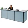 Global Equipment Interion U-Shaped Reception Station, 124"W x 44"D x 44"H, Gray counter, Blue Panel