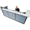 Global Equipment Interion U-Shaped Reception Station w/Raceway 124"W x 44"D x 46"H Gray Counter Blue Panel