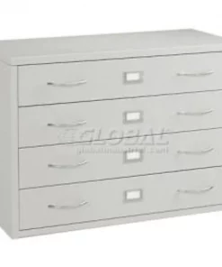 Global Equipment Interion Media Cabinet 4 Drawer Putty
