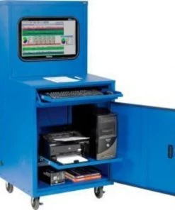 Global Equipment Deluxe LCD Industrial Computer Cabinet, Blue, Assembled