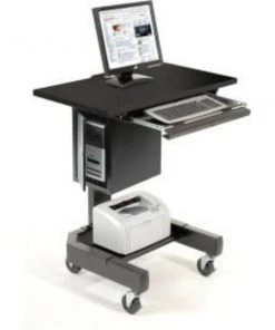 Global Equipment Mobile Computer Cart, 27"W x 24-1/2"D x 41"H, Black