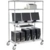 Global Equipment Nexel 4-Shelf Mobile Wire Computer LAN Workstation w/Keyboard Tray, 48"W x 24"D x 69"H, Chrome