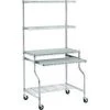 Global Equipment Chrome Wire Shelf Mobile Computer LAN Workstation, 31-1/2"W x 24"D x 63"H