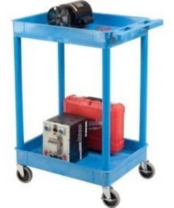 Luxor Corp Luxor® BUSTC11BU Blue 2 Shelf Tray Shelf Plastic Cart 24 x 18