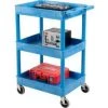 Luxor Corp Luxor® BUSTC111BU Blue 3 Shelf Tray Shelf Plastic Cart 24 x 18