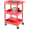 Luxor Corp Luxor® RDSTC111RD Red 3 Shelf Tray Shelf Plastic Cart 24 x 18