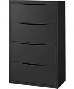 Global Equipment Interion 30" Premium Lateral File Cabinet 4 Drawer Black