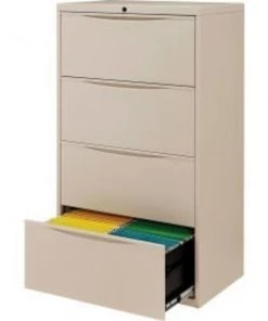 Global Equipment Interion 30" Premium Lateral File Cabinet 4 Drawer Putty