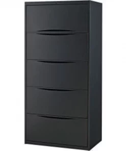 Global Equipment Interion 30" Premium Lateral File Cabinet 5 Drawer Black