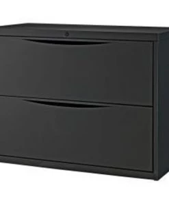 Global Equipment Interion 36" Premium Lateral File Cabinet 2 Drawer Black