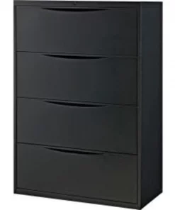 Global Equipment Interion 36" Premium Lateral File Cabinet 4 Drawer Black
