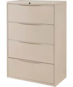 Global Equipment Interion 36" Premium Lateral File Cabinet 4 Drawer Putty