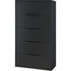 Global Equipment Interion 36" Premium Lateral File Cabinet 5 Drawer Black