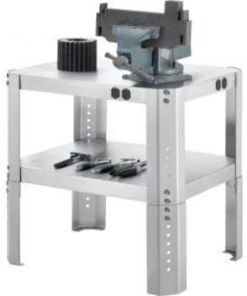Global Equipment Adjustable Height Shop Stand, 16 Ga. 430 Stainless Steel, 24"Wx18"Dx18-24"H