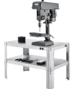 Global Equipment Adjustable Height Machine Stand, 430 Stainless Steel, 36"W x 24"D x 18-24"H