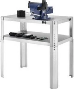 Global Equipment Adjustable Height Shop Stand, 16 Ga. 430 Stainless Steel, 36"Wx24"Dx30-36"H