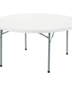 National Public Seating Interion® 60" Round Plastic Folding Table, White