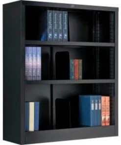 Global Equipment Interion All Steel Bookcase 36" W x 12" D x 42" H Black 3 Openings