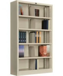 Global Equipment Interion All Steel Bookcase 36" W x 12" D x 60" H Putty 5 Openings