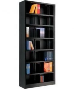 Global Equipment Interion All Steel Bookcase 36" W x 12" D x 84" H Black 7 Openings