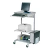 Global Equipment Mobile Computer Workstation with Printer Shelf and CPU Holder, Gray