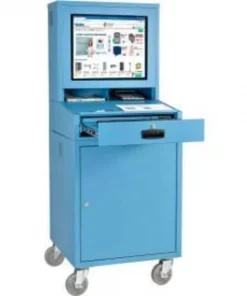 Global Equipment Mobile LCD Computer Cabinet Workstation, Blue, Unassembled
