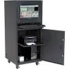 Global Equipment Deluxe Mobile Security Computer Cabinet, Black, Assembled