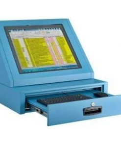 Global Equipment LCD Console Counter Top Security Computer Cabinet, Blue