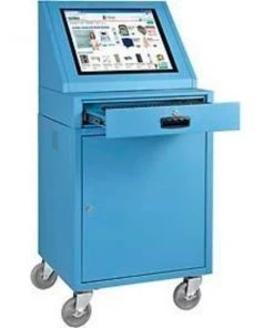 Global Equipment LCD Mobile Console Computer Cabinet, Blue