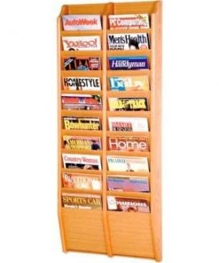 Wooden Mallet 20 Pocket Oak Wall Rack Light Oak